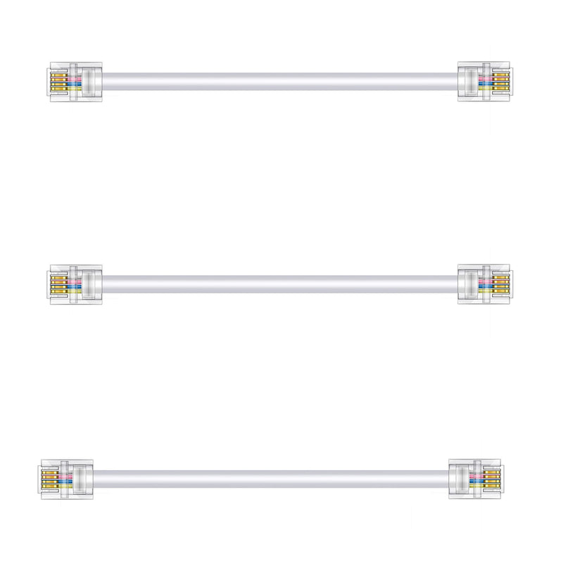 [Australia - AusPower] - Ubramac 3Pack Phone Telephone Extension Cord 6 inch Cable Line with Standard RJ11 6P4C Plugs for Landline Phone and Fax(White,6 inch) 