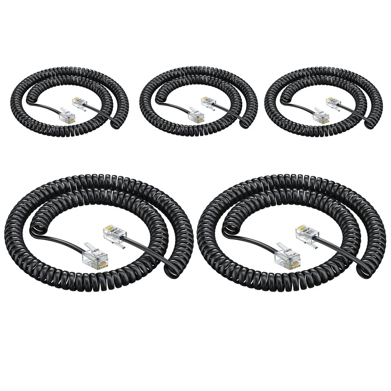 [Australia - AusPower] - Ubramac Telephone Handset Cord,Coiled Wire 5 Pack 8Ft Uncoiled / 1.4Ft Coiled Landline Phone Handset Cable RJ9 4P4C Telephone Accessory -5 Pack 