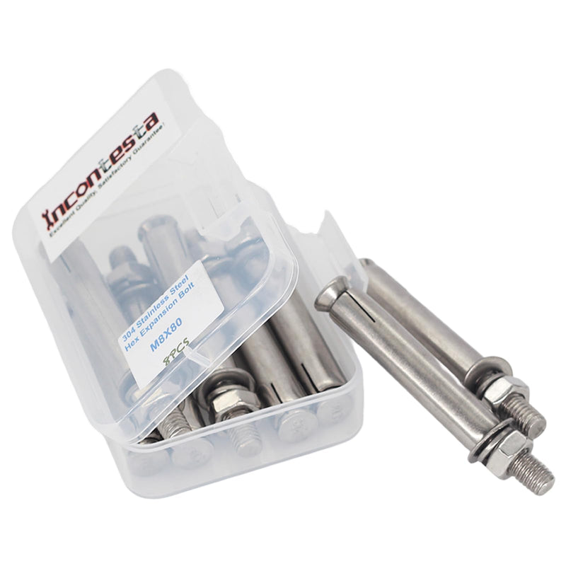 [Australia - AusPower] - 8 Pcs M8 x 80mm 304 Stainless Steel Hex Expansion Bolt, Incontesta Eyebolt Fastener Wall Concrete Brick Expansion Screw Closed Hook Anchor Bolt 1 8pcs M8X80 