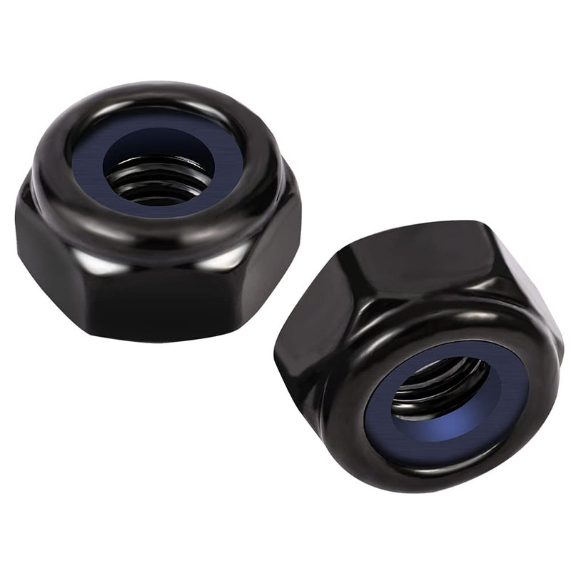 [Australia - AusPower] - 1/4-20 Nylon Insert Hex Lock Nuts Locknuts, 304 Stainless Steel 18-8, Black Oxide, 25 PCS 1/4-20 