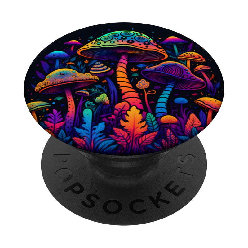 [Australia - AusPower] - Psychedelic Magic Mushrooms Hippie Pattern PopSockets Swappable PopGrip Black 
