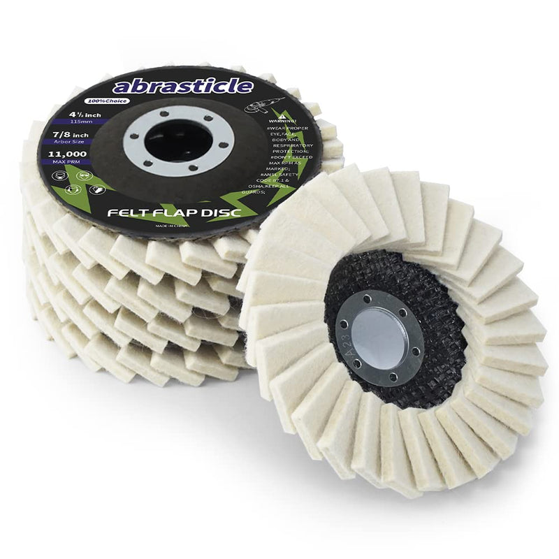 [Australia - AusPower] - 4-1/2" x 7/8" Felt Flap Disc Felt Polishing Flap Discs Wool Flap Buffing Wheel Pad for Angle Grinder 