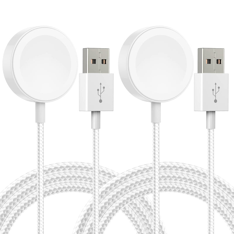 [Australia - AusPower] - 2-Pack Nylon Braid Cable for Apple Watch Charger 6.6ft/2m, iWatch Magnetic Fast Charging Cable for Apple Watch Charger Series 8/7/6/5/4/3/2/1/SE 