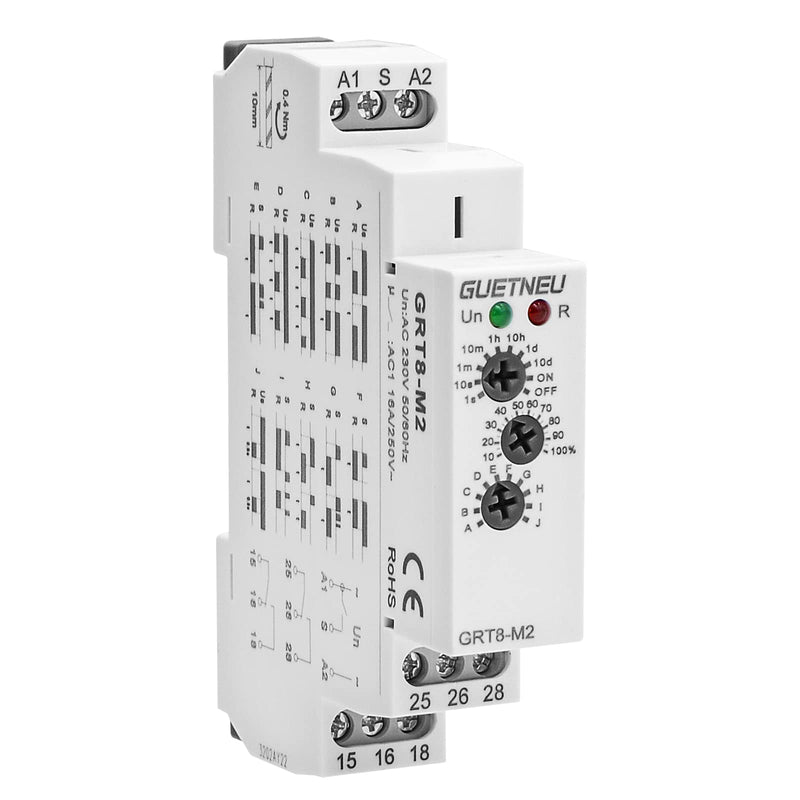 [Australia - AusPower] - Relay 12V, Timer Relay Delay Off Trigger, Off Delay Timer with 10 Function Choices, Wide Voltage Multifunctional Relays for Electric Appliances, XS-SJ-M2-AC 230V, 35mm DIN Rail Mounting 