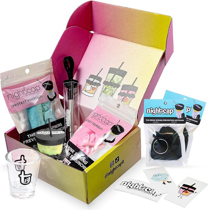 Nightcap Drink Cover Scrunchie Gift Box- The Reusable Drink Spiking Prevention Scrunchie As Seen on Shark Tank, Gift Set The Gift Set