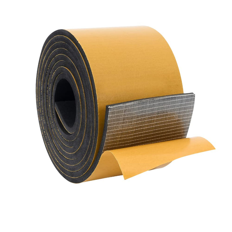 High Density Foam Weather Stripping Door Seal Strip Insulation Tape Roll for Insulating Door Frame, Window, Air Conditioner | Self Adhesive Sealing Weatherstrip (3 in x 1/4 in x 10 Ft, Black) 3 In x 1/4 In x 10 Ft