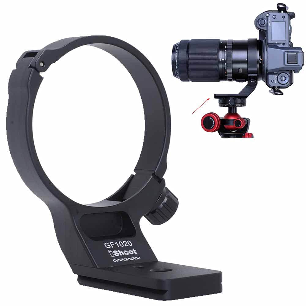 [Australia - AusPower] - iShoot Tripod Mount Ring Lens Collar Compatible with Fujifilm GF 250mm f/4 R LM OIS WR & Fuji GF 100-200mm f/5.6 R LM OIS WR, Lens Support Bottom is Arca-Swiss Fit Quick Release Plate Dovetail Groove 