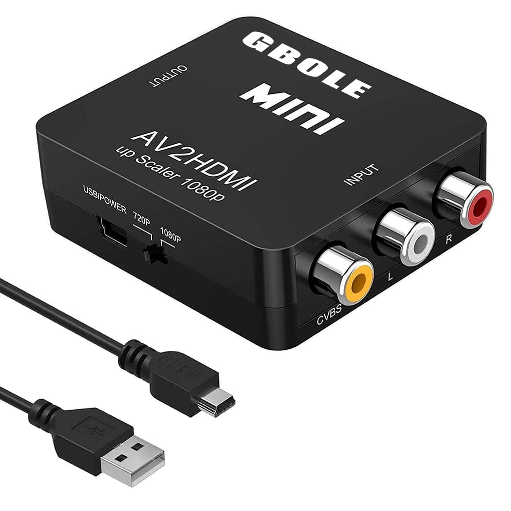 [Australia - AusPower] - GBOLE RCA to HDMI AV to HDMI Converter 1080P Mini RCA Composite CVBS AV to HDMI Video Audio Converter Adapter Supporting PAL NTSC with USB Charge Cable for PC Laptop Xbox PS4 PS3 VHS VCR DVD TV STB 