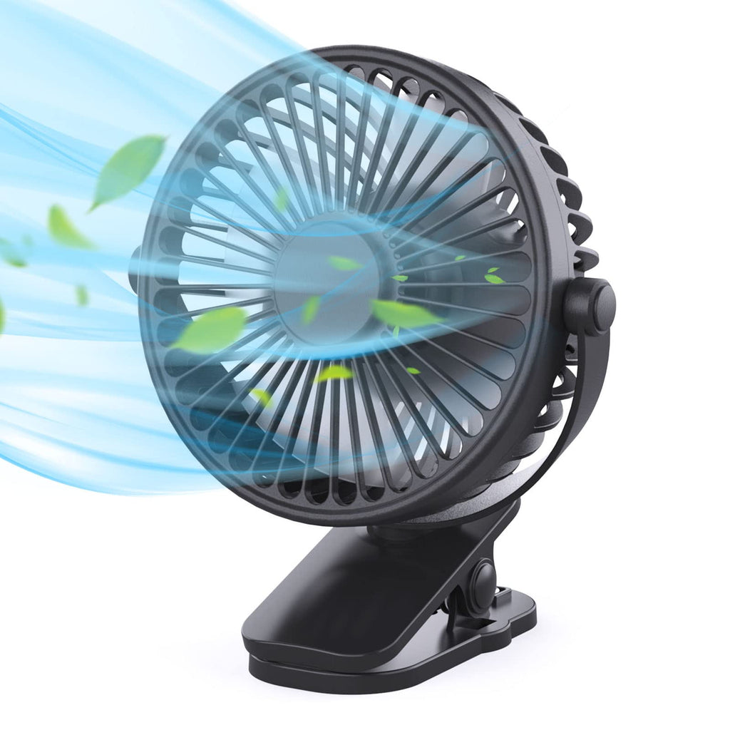 [Australia - AusPower] - Ambitelligence Portable Clip on Fan Battery Operated, Small Powerful USB Desk Fan, 3 Speed Quiet Rechargeable Mini Table Fan, 360° Rotate Cooling Fan for Home Office Travel Outdoor/Indoor Treadmill 