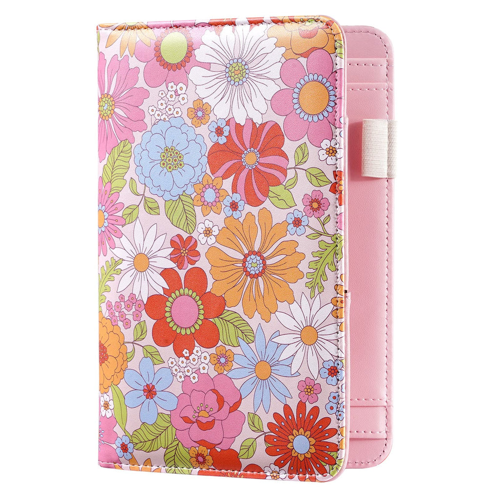 Server Book, Waitress Book,Cute Server Books for Waitress/waiter with Zipper Pocket Cute Waitress Book Organizer Checkbook Floral Cover 8x5 Inch Pink Daisy