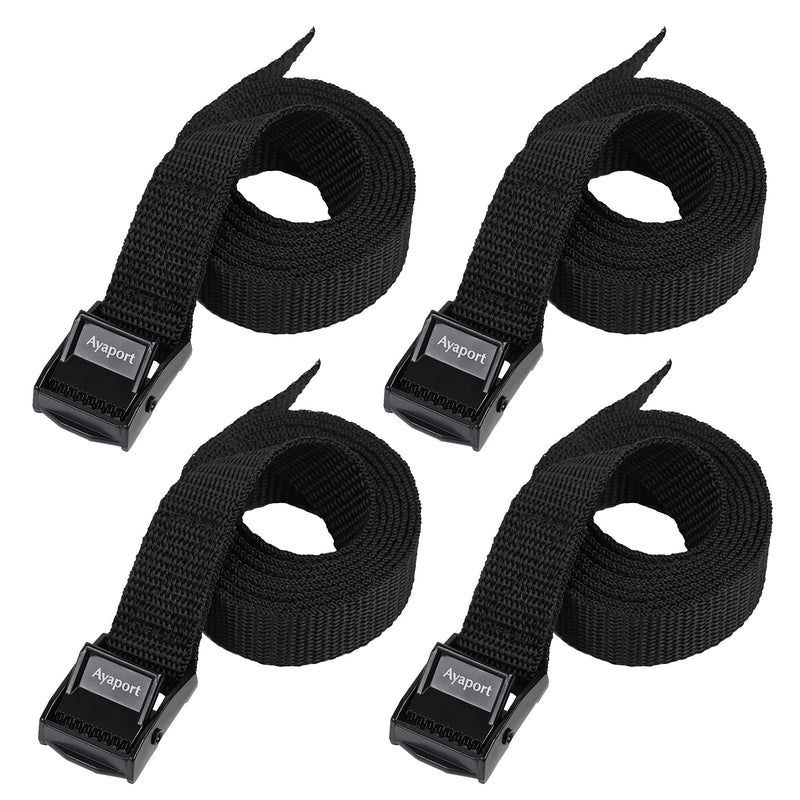 [Australia - AusPower] - Ayaport Lashing Straps with Buckles Adjustable Cam Buckle Tie Down Cinch Strap for Packing Black 4 Pack 0.75'' x 6' 