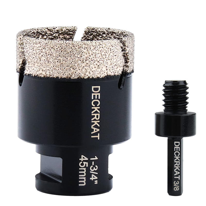 [Australia - AusPower] - Diamond Hole saw, 1-3/4" Hole Saw for Tiles Granite Marble Ceramic Glass Porcelain, 45mm Core Drill Bit with 5/8-11 Thread and 3/8” Hex Shank Adapter for Angle Grinders & Drills 1-3/4"(45mm) 