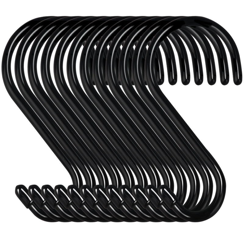 [Australia - AusPower] - DINGEE 4 Inch 12 Pack S Hooks for Hanging Heavy Duty, Large S Hooks,Rubber Coated Plants Hooks for Hanging, Black Non Slip Metal S Hooks for Closet,Garden, Jeans Plants Jewelry Pot Pan Cups Towels 4 Inch-12 Pack 