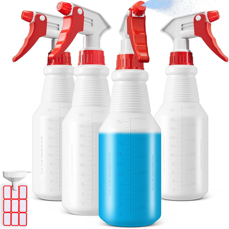 [Australia - AusPower] - Spray Bottles (4 Pack, 24 Oz) Refillable Empty Plastic Water Spraying Bottle for Cleaning Solutions, Hair Spray, Car Detail, Watering Plants, Heavy Duty Mist Stream Sprayer with Measurement 24 Oz, 4 Pack 