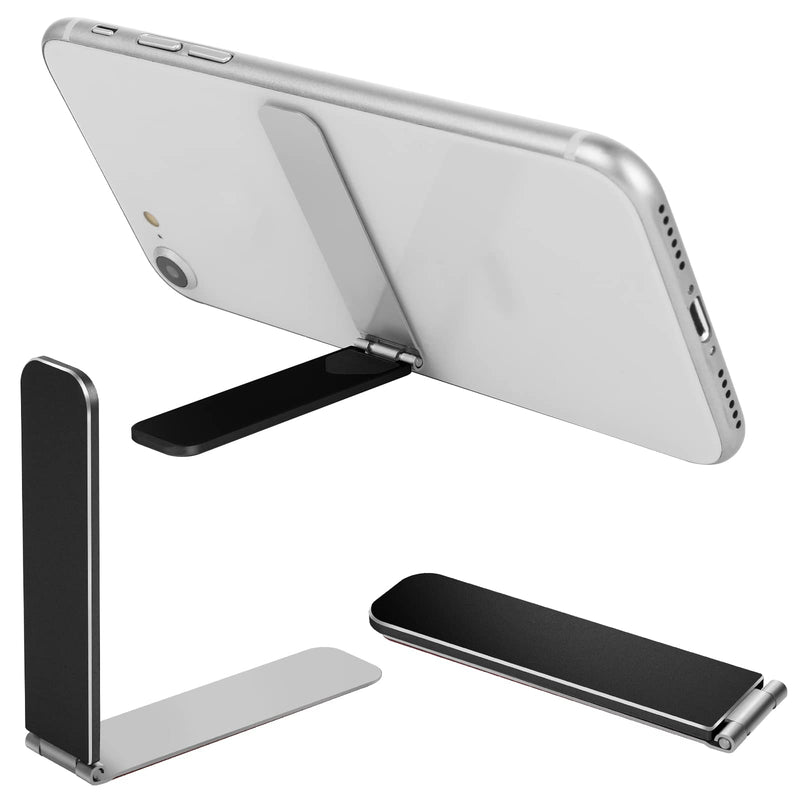 [Australia - AusPower] - Giantree Ultra Thin Cell Phone Holder, Adjustable Mini Alloy Phone Kickstand Portable Phone Stand Foldable Phone Stand for Mobile Phone Tablet (Black) Black 