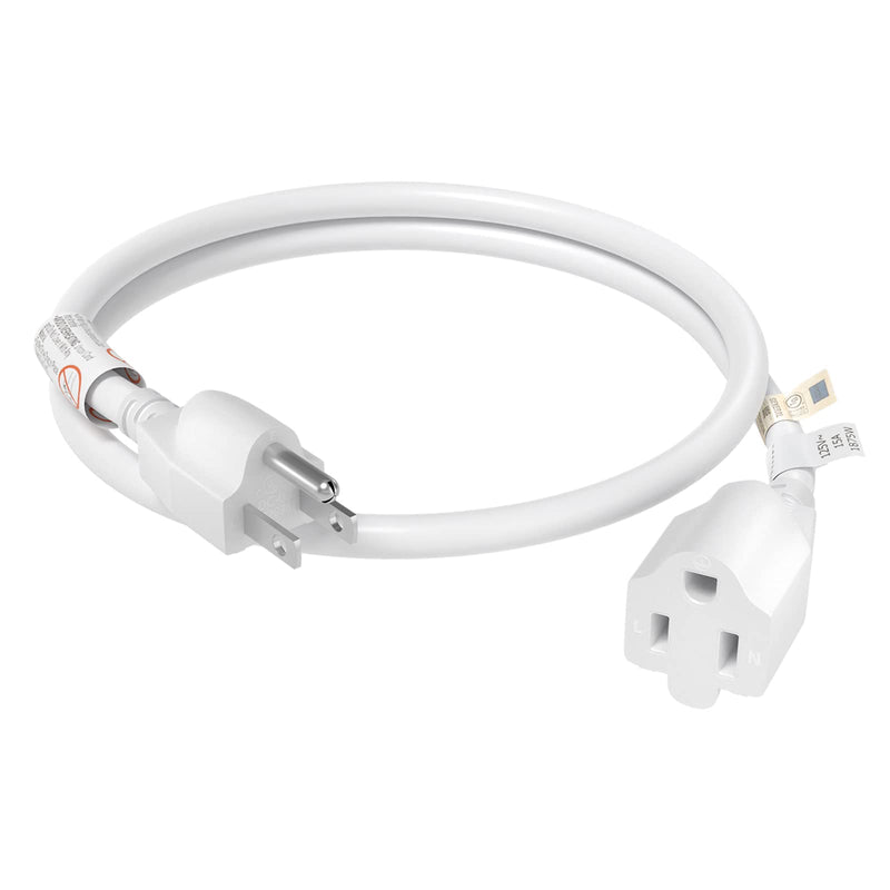 [Australia - AusPower] - FIRMERST 15 Amp 2 Feet 3 Prong Extension Cord 14 Gauge 1875W White 