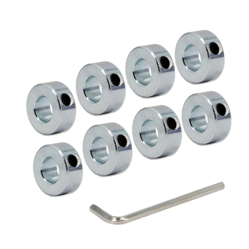 [Australia - AusPower] - 1/2" Bore Shaft Collar with Zinc Plated Solid Steel Style Set Screw Shaft Collars for Machinery and Industrial Use, 8pcs/Pack (Silver-1/2") 1/2" 