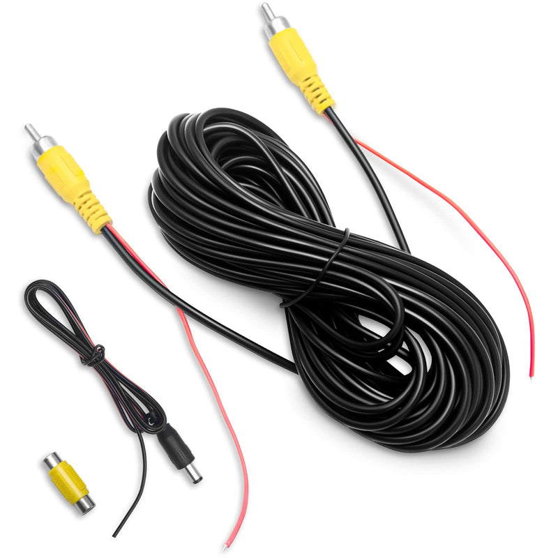 [Australia - AusPower] - Weuaste Professional Upgraded Double-Shielded RCA Video Cable for Monitor and Backup Rear View Camera Connection (20FT / 6M), AV Extension Cable with RCA Video Female to Female Coupler and Power Cable 