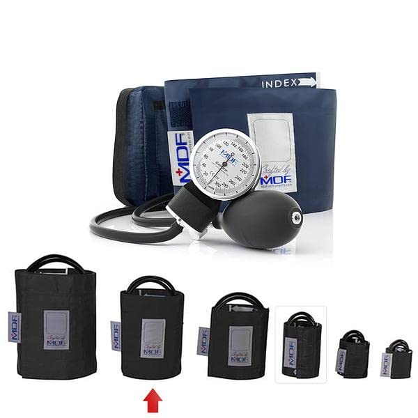 [Australia - AusPower] - MDF Instruments Calibra Aneroid Premium Professional Sphygmomanometer + MDF Latex-Free, Large Adult Replacement Blood Pressure Monitor Cuff - Double Tube 