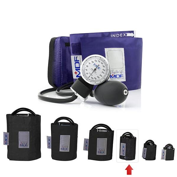 [Australia - AusPower] - MDF Instruments Calibra Aneroid Premium Professional Sphygmomanometer + Latex-Free Pediatric Replacement Blood Pressure Monitor Cuff - Double Tube 