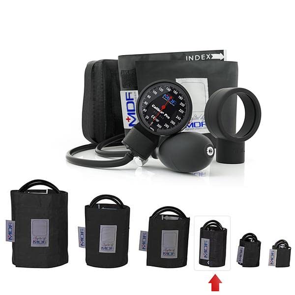 [Australia - AusPower] - MDF Instruments Extra Large Gauge Calibra Pro Aneroid Sphygmomanometer + Latex-Free Pediatric Replacement Blood Pressure Monitor Cuff - Double Tube 