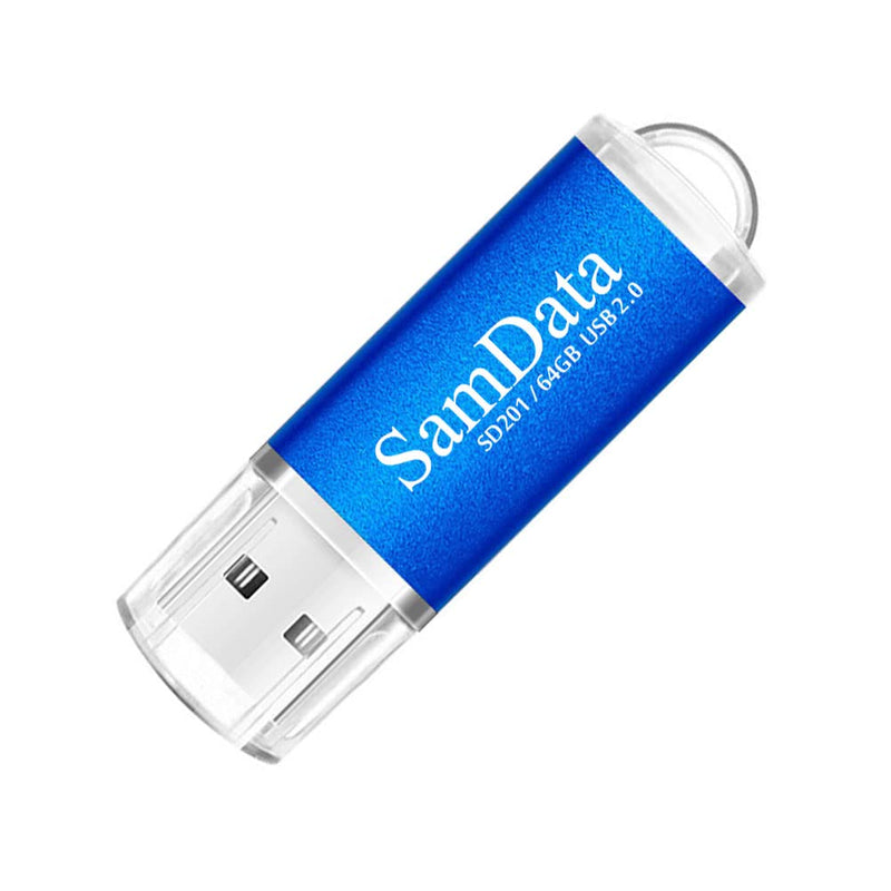 [Australia - AusPower] - SamData 1 Pack 64GB USB Flash Drives USB 2.0 Thumb Drives Memory Stick Jump Drive Zip Drive, Blue Blue 1*64GB 