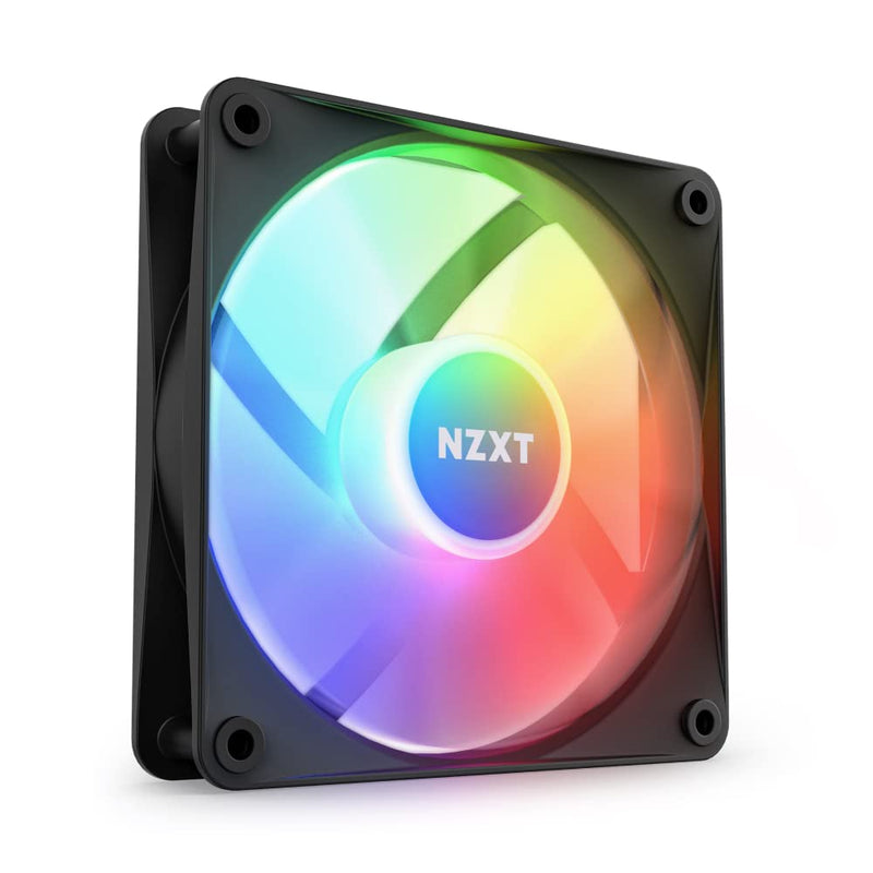 NZXT F120 RGB Core - 120mm Hub Mounted RGB PC Fan - Black | 120mm RGB fan with 8 addressable LEDs and semi-transparent blades. Quiet cooling with CAM-synchronous lighting. 120mm RGB Core