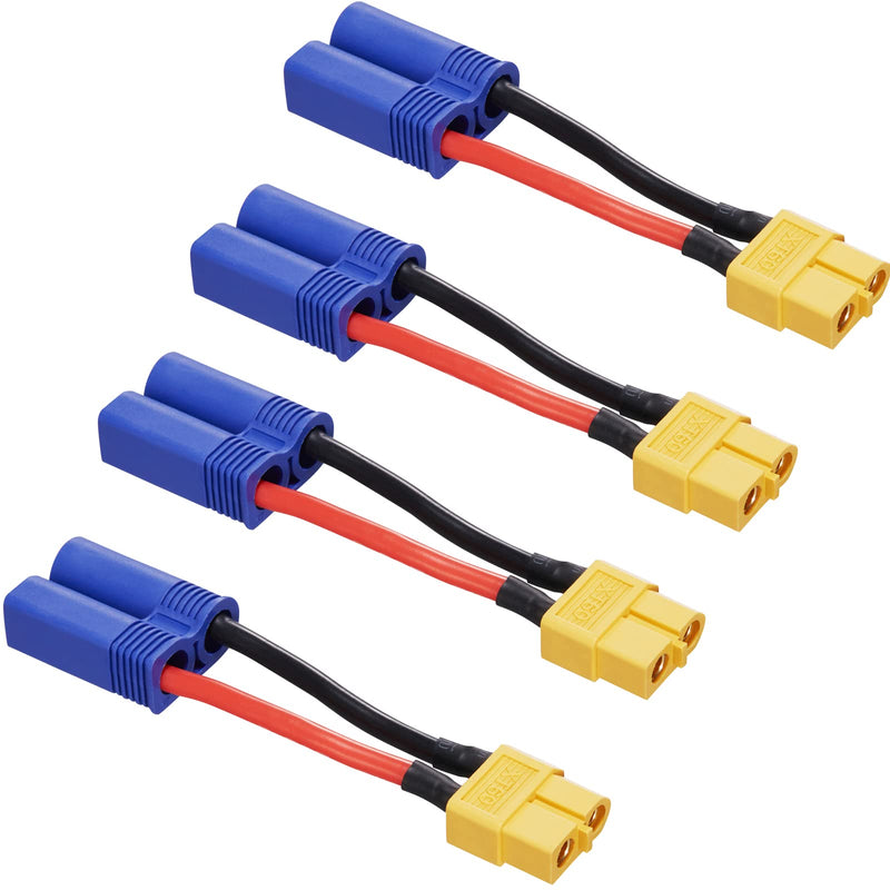 [Australia - AusPower] - EC5 Male to XT60 Female Connector Adapter, 4pcs XT60-EC5 Extension Cable,RC Battery Adapter with 5cm 14AWG Silicone Wire for LiPo Battery Micro FPV Drone XT60 female-EC5 male 