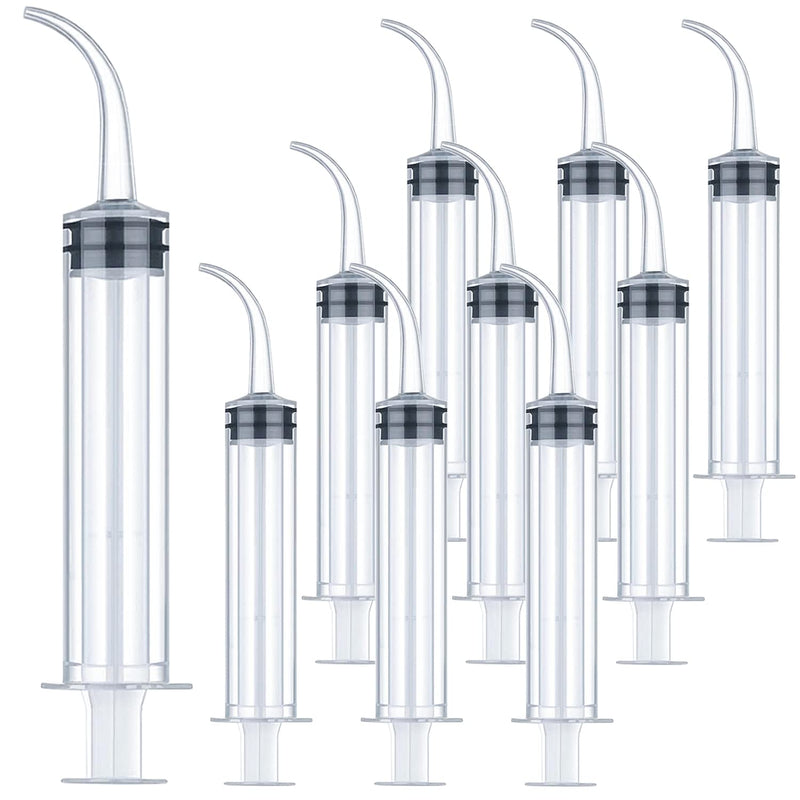 [Australia - AusPower] - Wisdom Teeth Syringe, 10 Pack Dental Irrigation Curved Syringes for Dental Care Liquid Oral Tonsil Stone TMJ Chin Pain Relief Dentist Implant Clean Feeding Water 