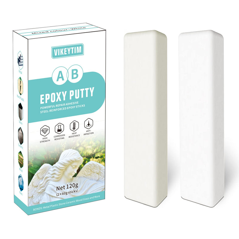 [Australia - AusPower] - Epoxy Putty, 120g Quick Leak Repair Epoxy Putty Plastic, Ceramic, Acrylic, Metal, Stone, Wood, Glass Bonding and Repair Putty Stick (White) 
