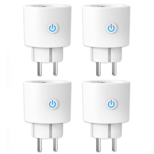 Antela WLAN Smart Socket with Current Measurement 16 A, Smart Home Socket Compatible with Alexa/Google Home, Power Consumption Measurement, Voice Control, App Remote Control, 2.4 GHz, 4 PCs | Compatible with Alexa/Google Home, power consumption measure...
