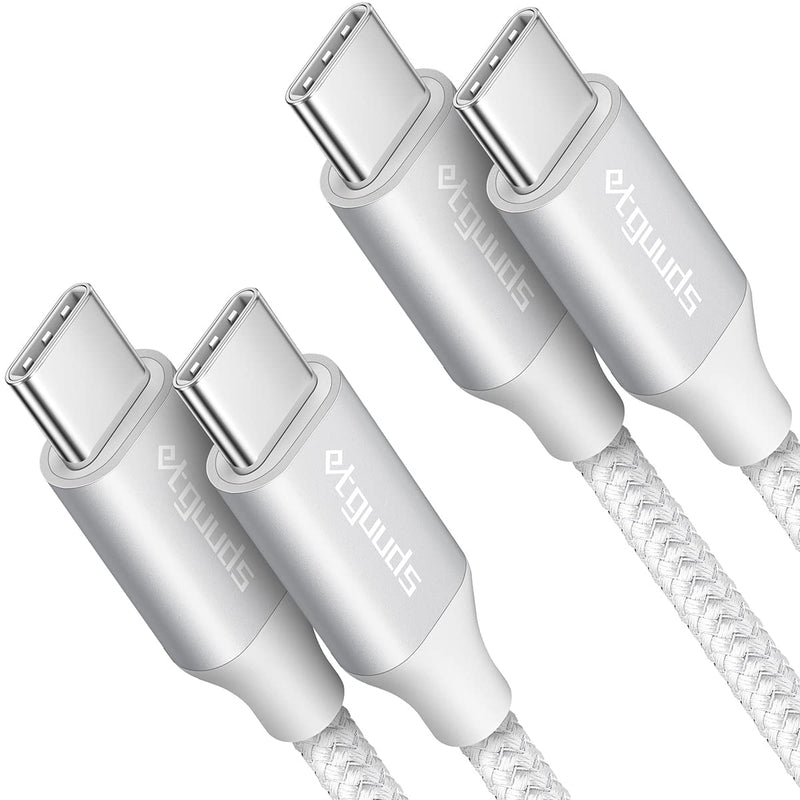 [Australia - AusPower] - etguuds White USB C to USB C Cable [3ft, 2-Pack], 60W Fast Charging Type C to Type C Charger Cable for Samsung Galaxy S23 S22 S21 S20 Ultra 5G, Z Flip/Fold 4 3, Note 20, Pixel 7 6 Pro & USB-C Laptop 3ft 