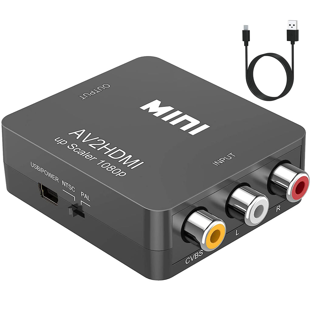 [Australia - AusPower] - ABLEWE RCA to HDMI,AV to HDMI Converter, 1080P Mini RCA Composite CVBS Video Audio Converter Adapter Supporting PAL/NTSC for TV/PC/ PS3/ STB/Xbox VHS/VCR/Blue-Ray DVD Players, Grey 