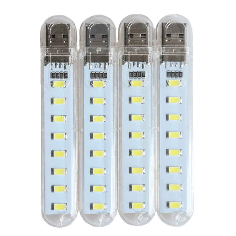 [Australia - AusPower] - VOKARO USB Light,Night Light Plug in,Small Led Light Stick with 8 Lamp Beads for Power Brick/Portable Power Station(Pack of 4)(White) White 4 Count (Pack of 1) 