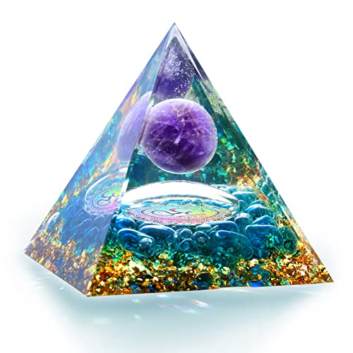 Orgone Pyramid Amethyst and Blue Quartz Healing Crystal Blue Quartz&amethyst