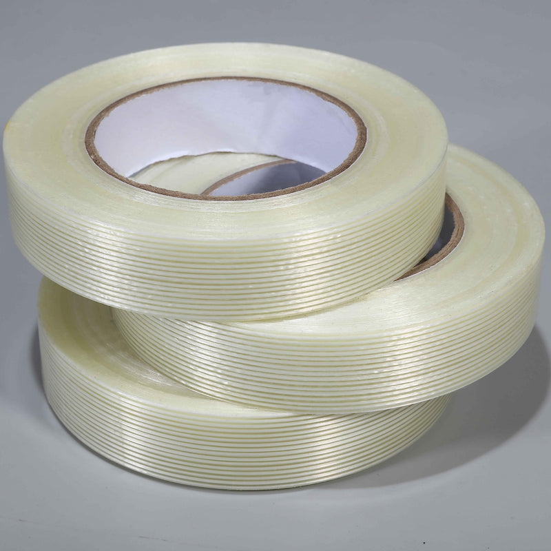 [Australia - AusPower] - Valley'sYuMiao 3 Pack, 1in×60yds,Mono Filament Strapping Tape, 180yds Total, Fiber Reinforced Packing, Heavy Duty Wearproof Tape, 5.5mils 1" × 60 YDS × 3 Rolls, 180Yards?540ft? 
