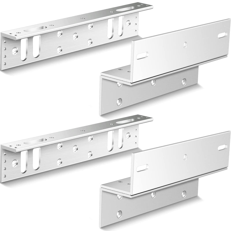 Hoteam 2 Sets Z and L Bracket for 600 Lb/ 280 kg Holding Force Electric Magnetic Door Lock Z and L Holder Stand for Inward Electromagnet Lock Control Door Access Self Closing