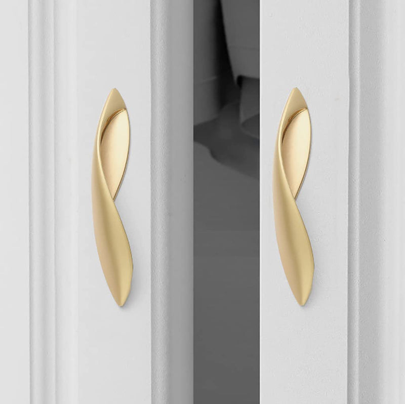 [Australia - AusPower] - 4Pcs Arcuate Pulls Handles Knobs,3.8" C-C Modern Elegant Curved Handle Cabinet Pulls,Create a Spatial Aesthetic,S-Shaped Solid Zinc Alloy Drawer Pull (4 Pack, Pearl Gold, 3.8" Hole Centers) 