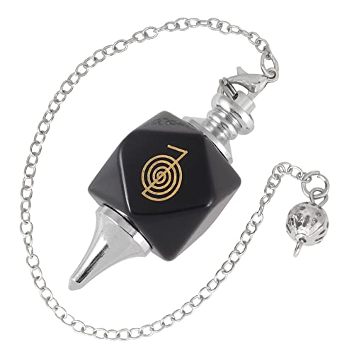 TUMBEELLUWA Cho Ku Rei Symbol Crystal Pendulum for Dowsing Black