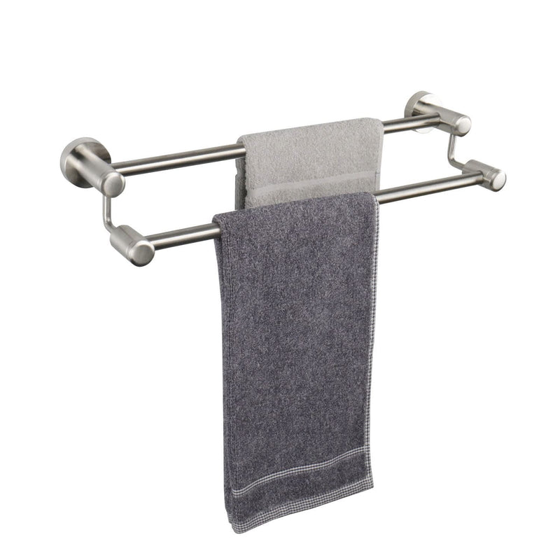 TocTen Double Bath Towel Bar - Thicken SUS304 Stainless Steel Towel Rack for Bathroom, Bathroom Accessories Double Towel Rod Heavy Duty Wall Mounted Towel Holder (Brushed Nickel, 16 in) Brushed Nickel Round 16 Inch