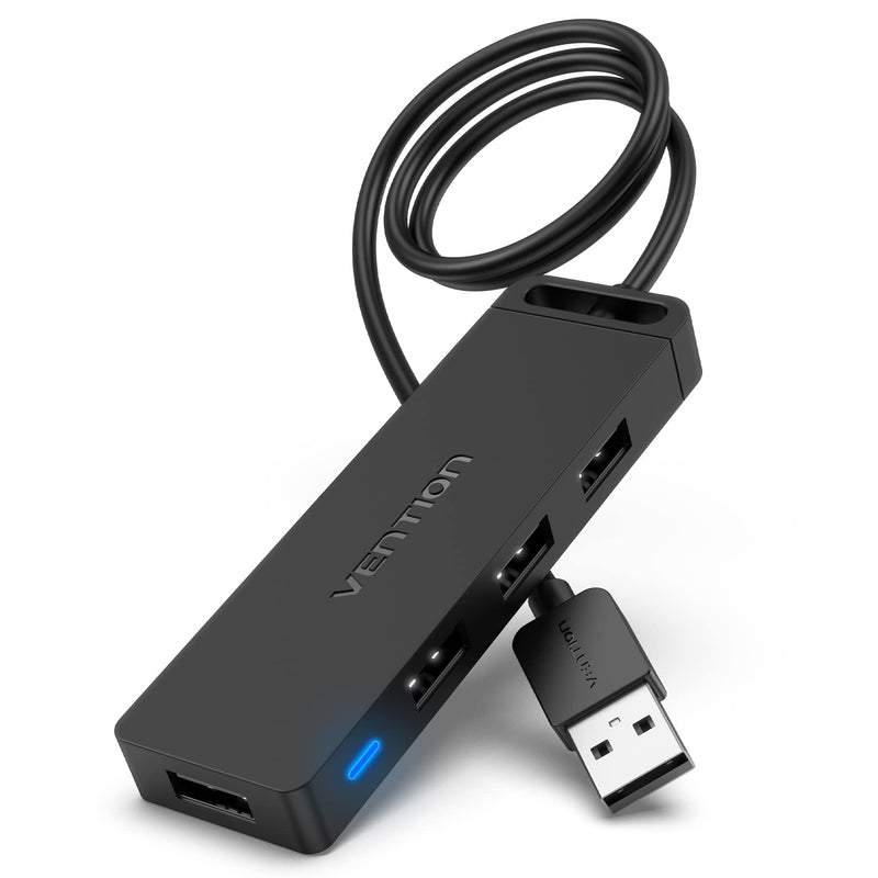 [Australia - AusPower] - VENTION USB Hub 2.0, 4-Port USB Splitter Multi USB Port Expansion for Laptop PC MacBook Surface Pro Flash Drive Mobile HDD 3FT USB 2.0 