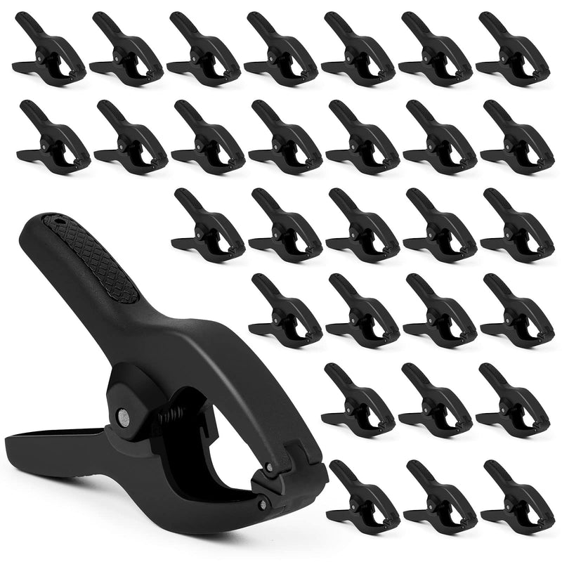 [Australia - AusPower] - Spring Clamps 30 Pack,3.5 inch Plastic Small Spring Clips,Clamps Heavy Duty for crafts,Mini Clamps for Woodworking and Backdrop Clips Clamps for Photography Studios(Black) 3.5"/30-Pack 