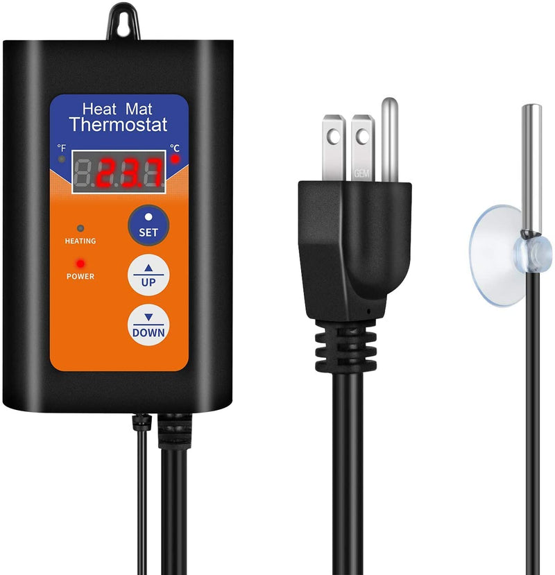 [Australia - AusPower] - iPower Digital Heat Mat Thermostat Controller for Seed Germination, Reptiles and Brewing Breeding Incubation Greenhouse, 40-108°F, 8.3A 1000W 1000W-Orange 1 Pack 