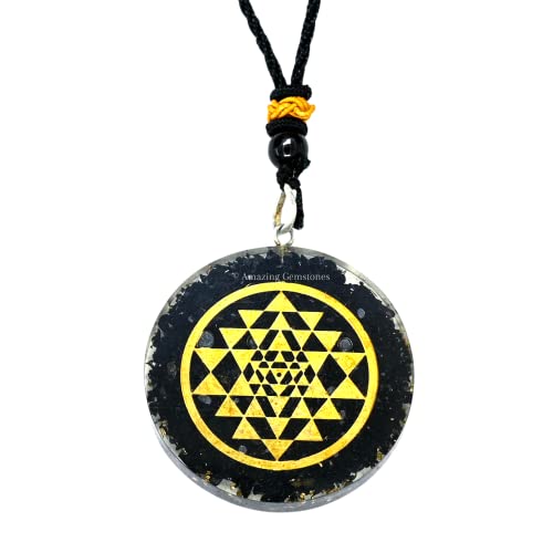 Shungite Orgone Pendant Sri Yantra Round