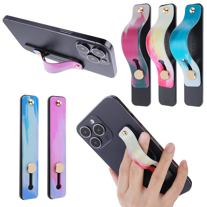 [Australia - AusPower] - Cobee Phone Loop Finger Holders, 5 Pcs Phone Strap Grip Holder Telescopic Cell Phone Stands Universal Silicone Colorful Phone Grip Stand Compatible with Most Smartphones, Tablets(Color Painting) Color Painting 