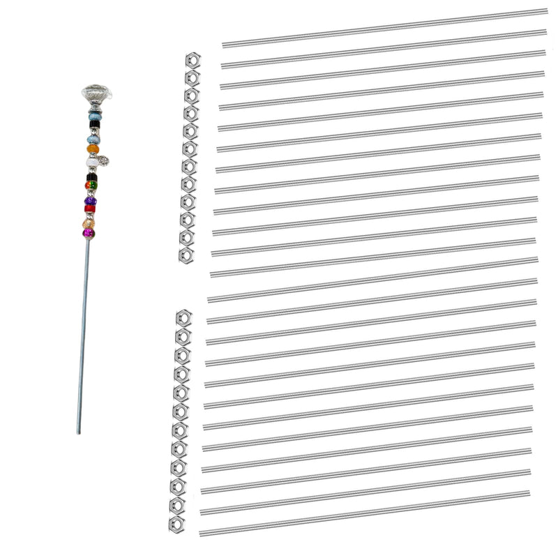 [Australia - AusPower] - Set of 48 Lobergel 8/32 Inch M4 Threaded Rods and Studs, Include 24pcs 12.99" Fully Threaded Rods 24pcs Stainless Steel Hex Nuts, Right Hand Thread Bar for Clamps Hangers Beaded Garden Stakes 12.99 Inch Tatal 48pcs 