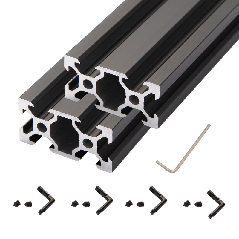 2pcs 500mm V Slot 2040 Aluminum Extrusion European Standard Anodized Black Linear Rail for 3D Printer Parts and CNC DIY (19.7inch) 2PCS 2040V