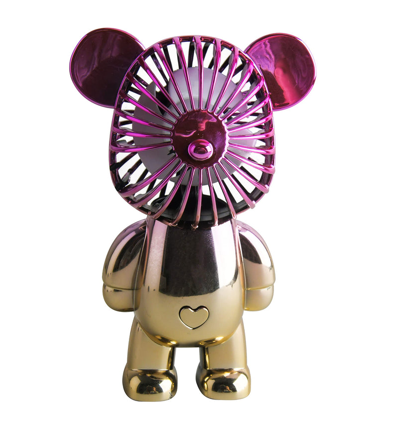 [Australia - AusPower] - Wireless Express Bear Breeze: The Ultimate Mini Desk Fan - portable, rechargeable, 3-Speed Adjustable Usb Powered Fan - Perfect for home, dorm room, classroom, office and more (Chrome Gold) Chrome Gold 