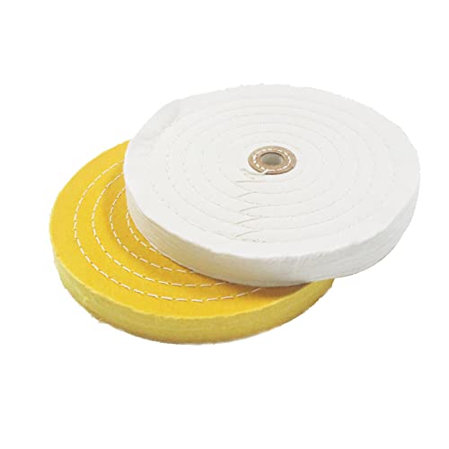 JUNLIXN 8-inch extra thick cotton buffing wheels, yellow and white, with 5/8-inch arbor holes