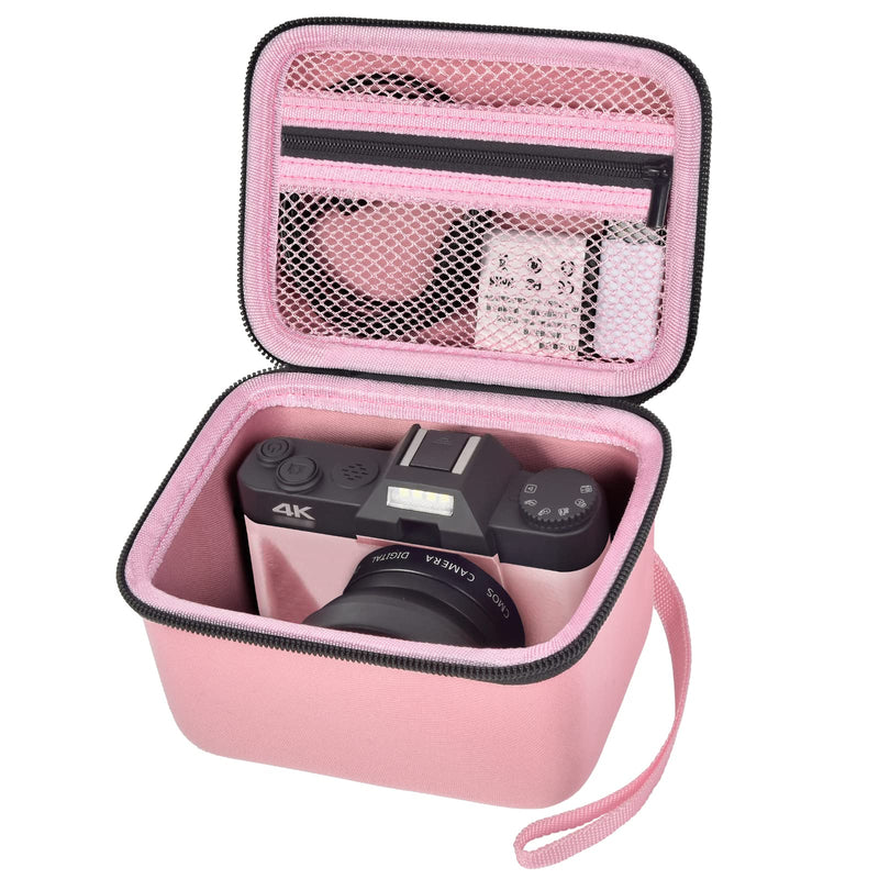 [Australia - AusPower] - Vlogging Camera Case Compatible with brewene/for Femivo/for KVUTCIEIN/for Duluvulu 4K 48MP Digital Cameras for Youtube. Vlog Camera Carrying Storage for Lens, Cable and Other Accessories (Pink) Pink 